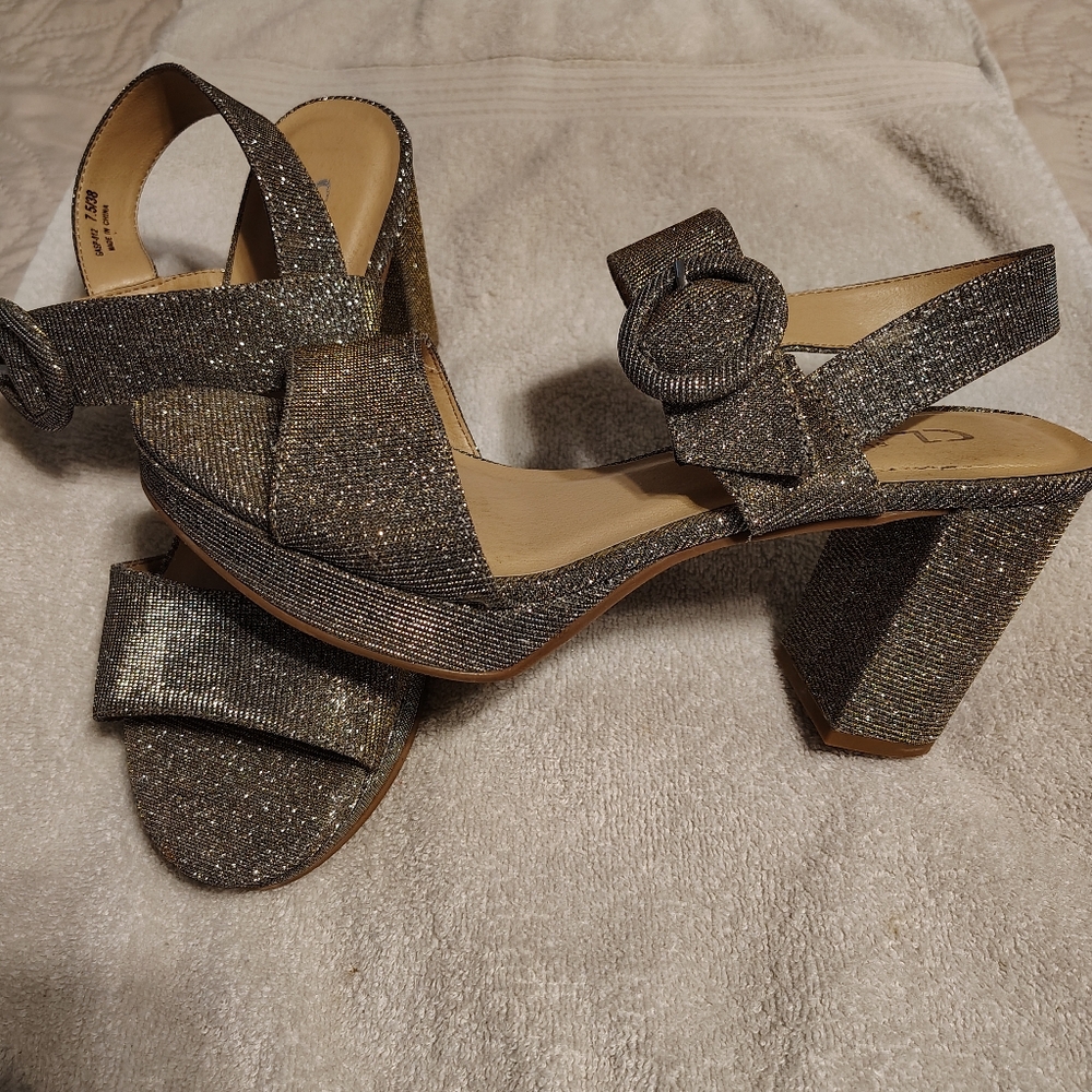 CL by Laundry Gold Glitter Heels